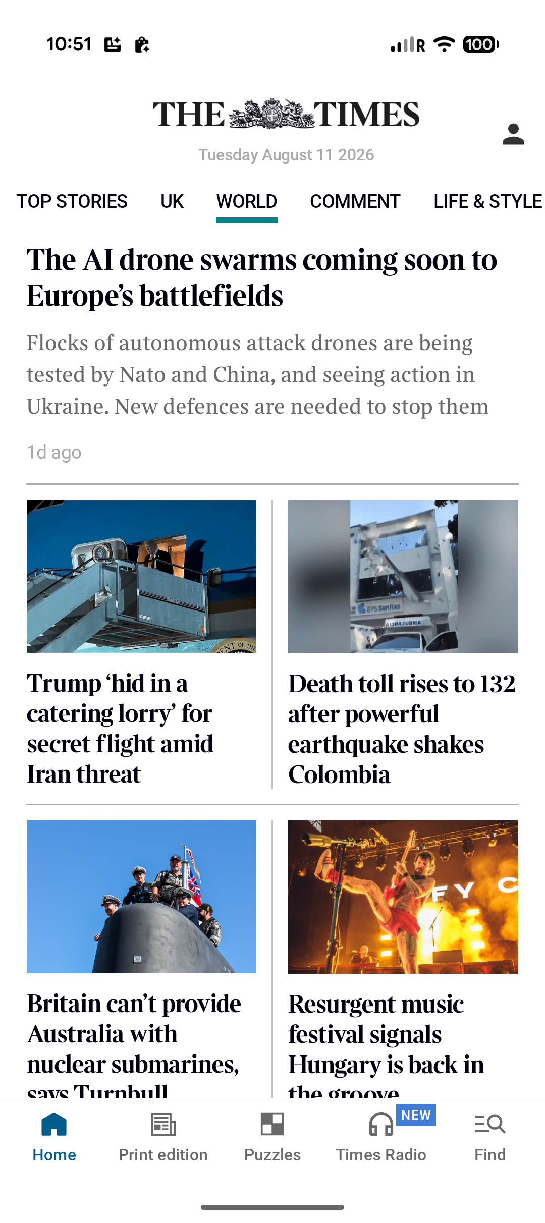 The Times World section